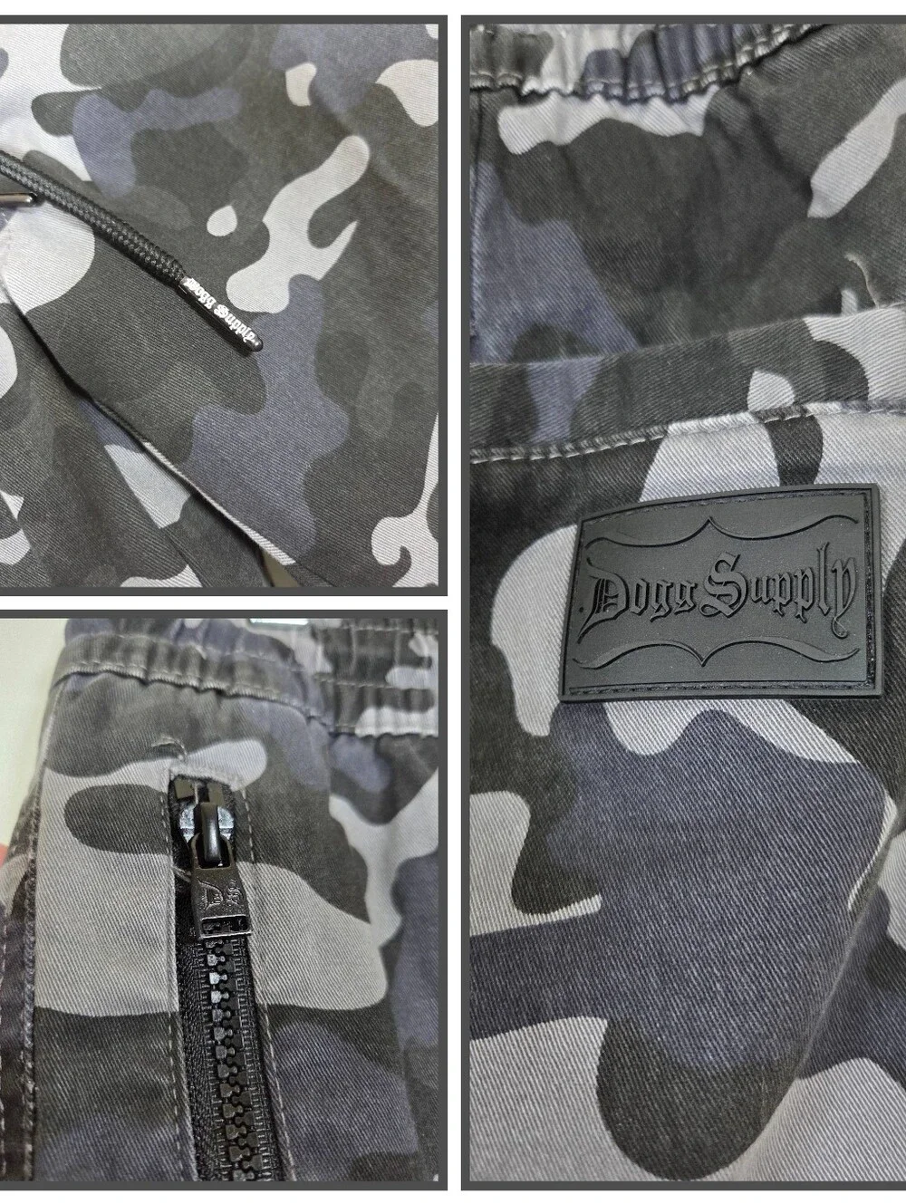 Dogg Supply Mens Stealth Camo Drawstring Cotton Blend Cargo Joggers Size XS